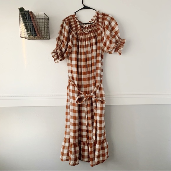 Doen Rhone St Ouen Nutmeg Plaid Dress Sz L - Picture 3 of 9